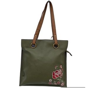 CARLOS SANTANA Boho Olive Faux Leather Tote Bag Purse NWT